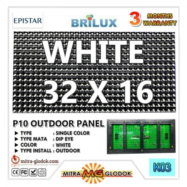 Panel Modul P10 DIP Outdoor Single Color | WHITE - PUTIH Panel Modul P10 DIP Outdoor Single Color | WHITE - PUTIH
